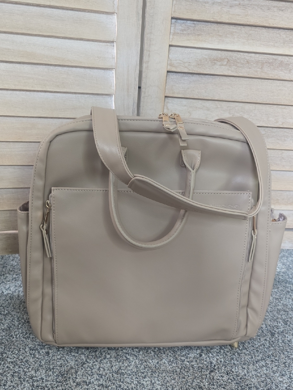 Nyssa Mother Diaper Backpack Shoulder Bag Tote Champagne New